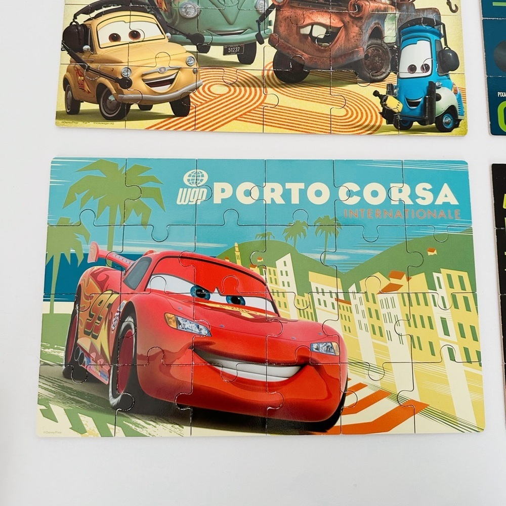 Disney Cars 2 Wood Puzzle Lot of 4 in storage box - Picture 4 of 12